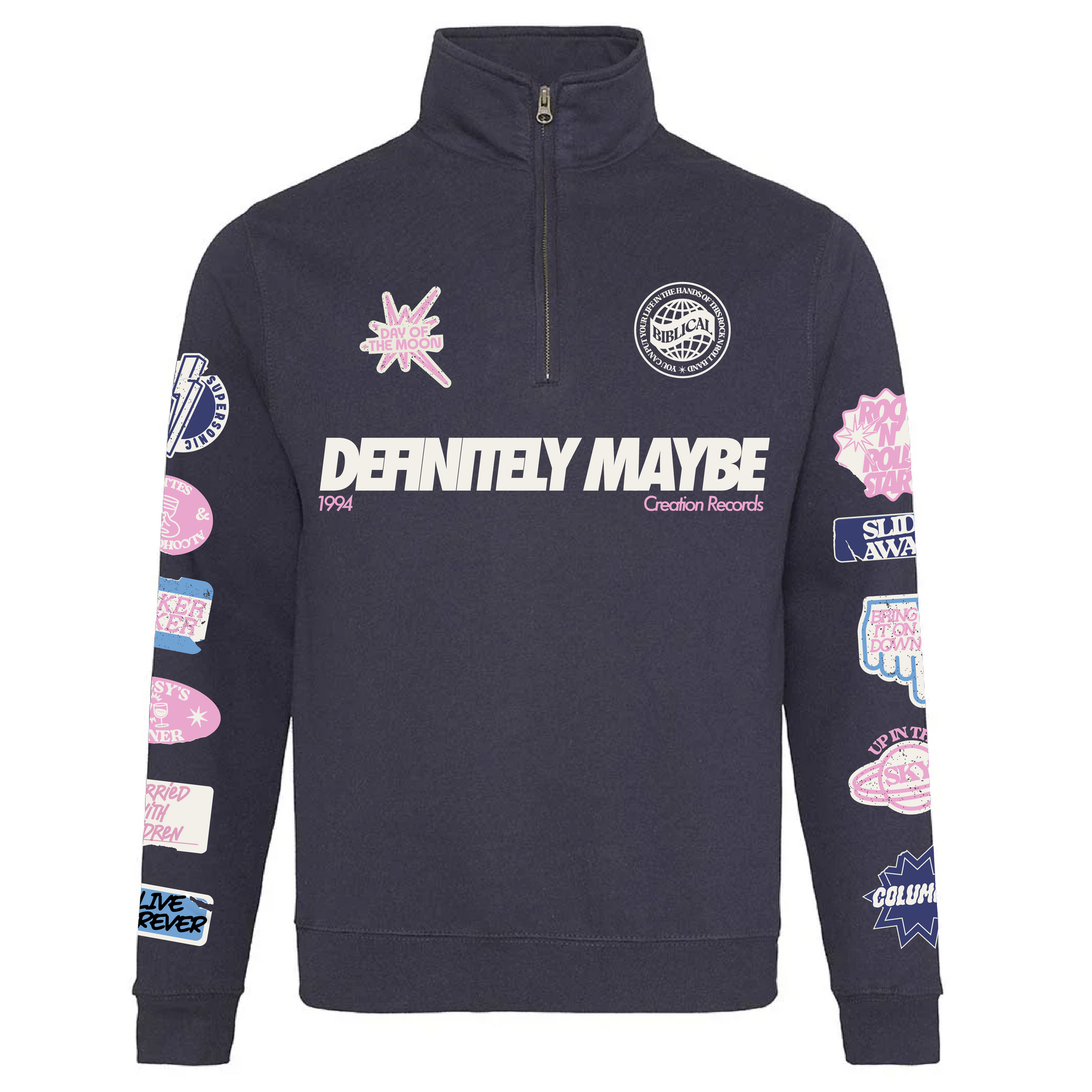 Definitely Maybe Badge Quarter Zip