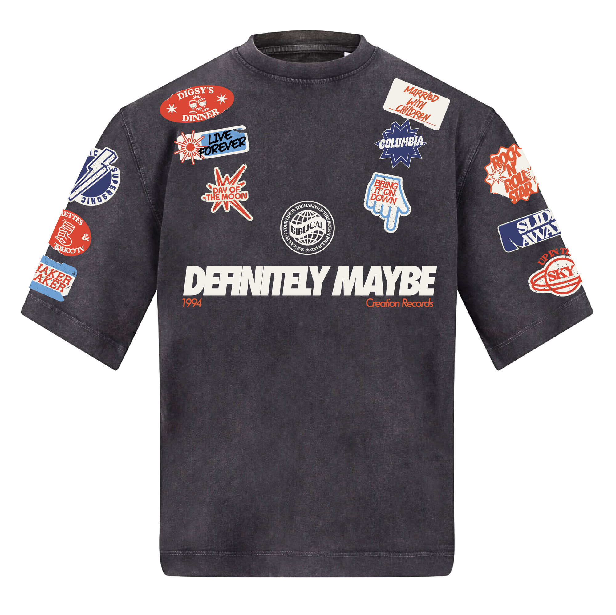 Definitely Maybe Badge Oversized Washed Boxy T