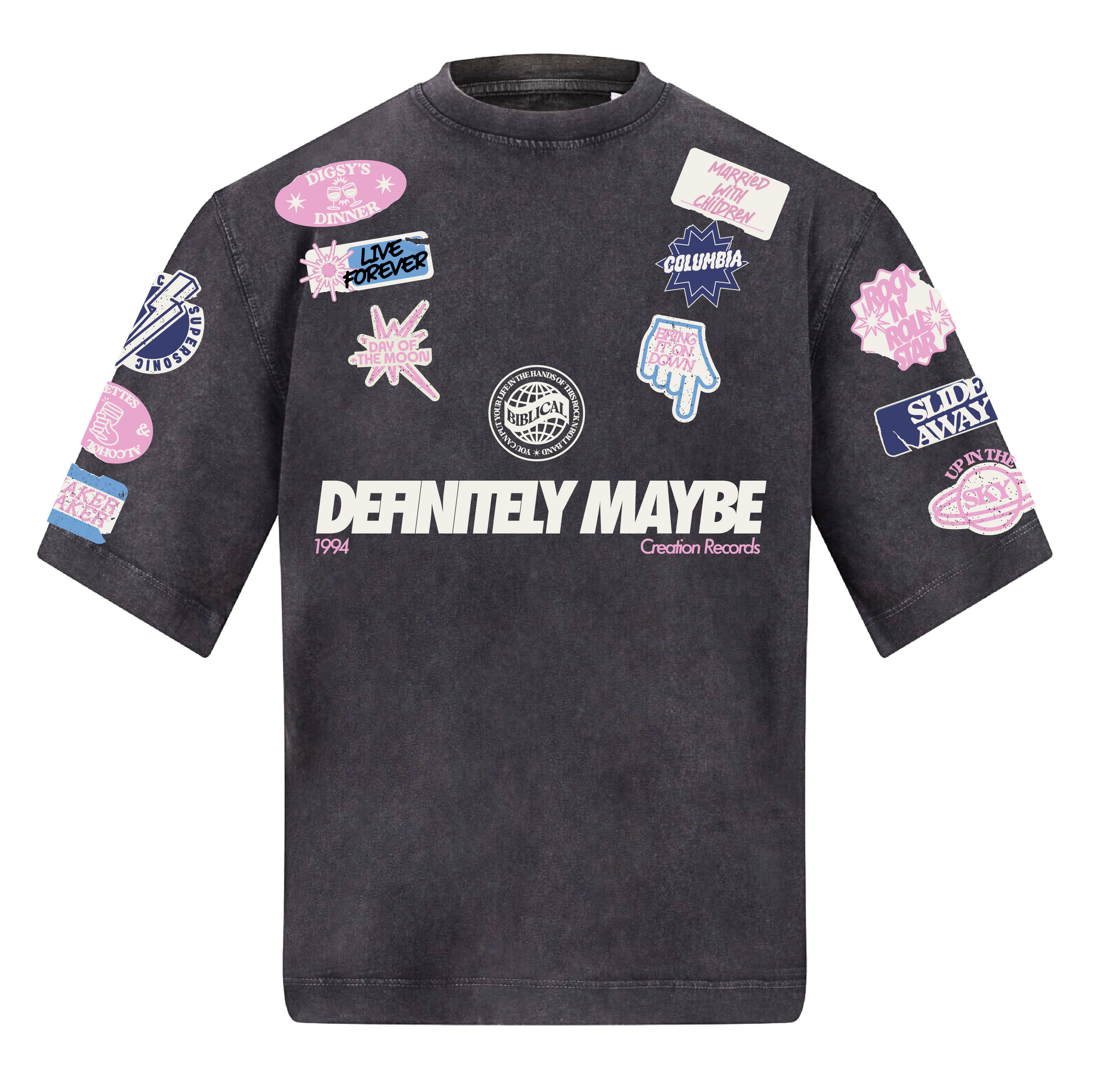 Definitely Maybe Badge Oversized Washed Boxy T
