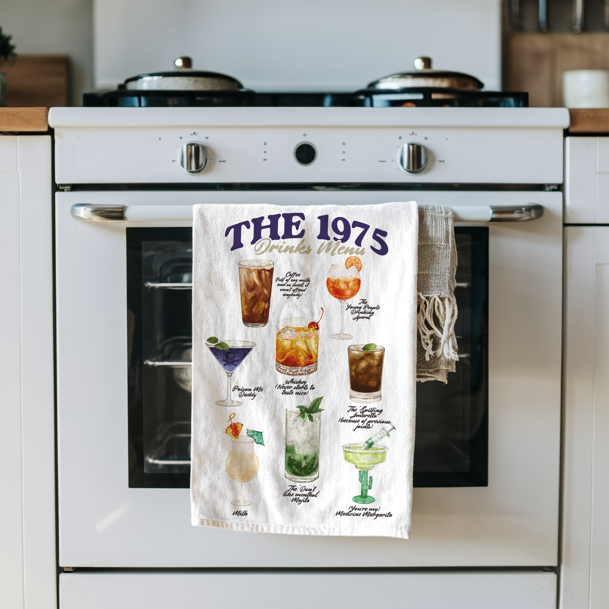 The 1975 Drinks Menu Tea Towel